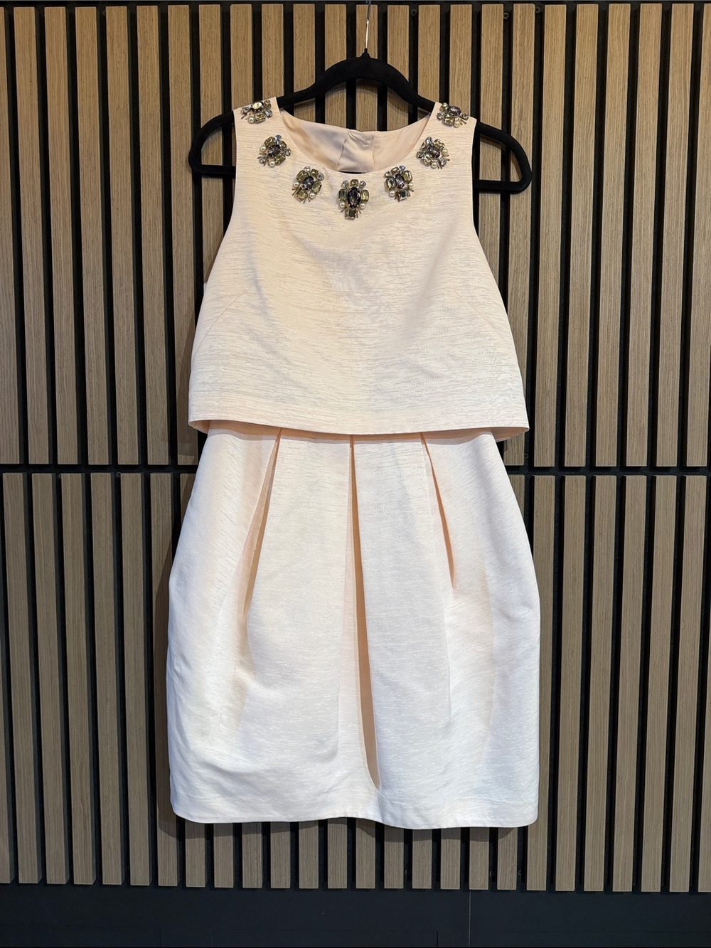 Eliza J Pale Pink Rhinestone Midi Dress